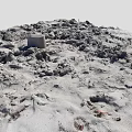Natural Sandy Landscape With Small Bucket Tracks And Blue Brown Debris