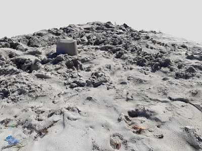 Natural Sandy Landscape With Small Bucket Tracks And Blue Brown Debris 3d model