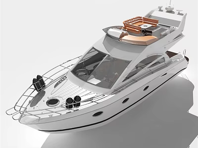 Modern Yacht With Sleek Exterior Upper Deck Railings And Portholes 3d model