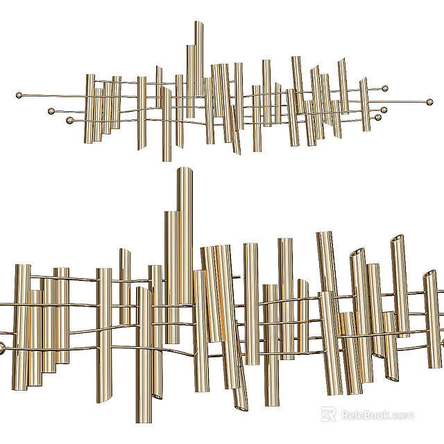 Contemporary Metallic Wall Decor Featuring Abstract Geometric Linear Design Elements 3d model 