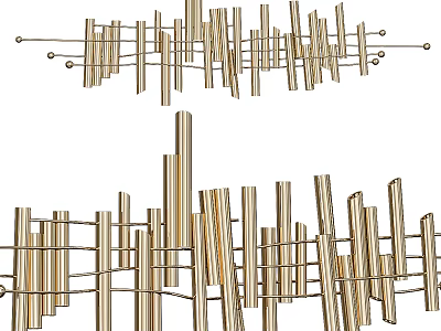 Contemporary Metallic Wall Decor Featuring Abstract Geometric Linear Design Elements 3d model