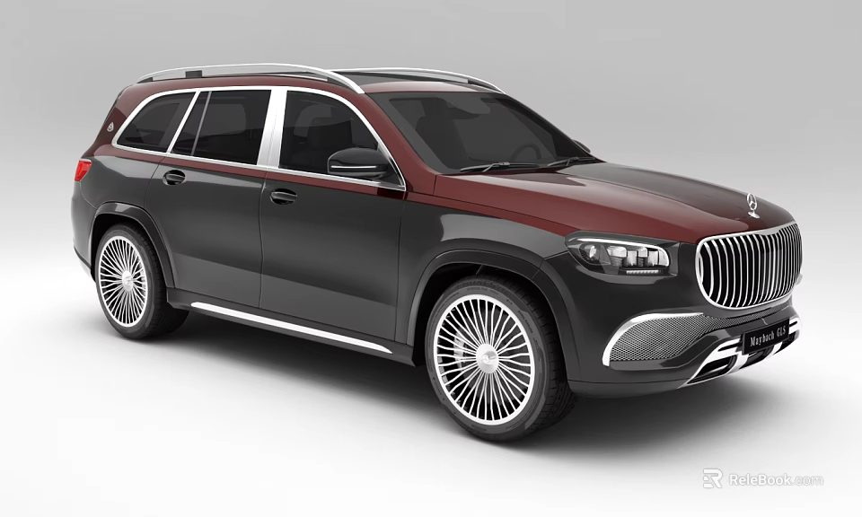 Luxury Black and Red SUV Exterior Design With Silver Alloy Wheels and Front Grille 3d model 