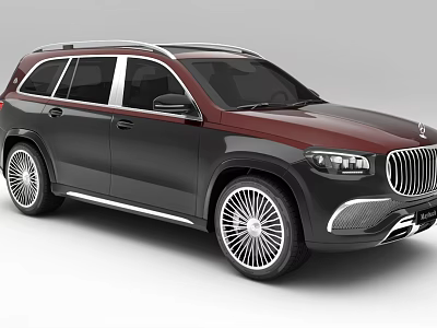 Luxury Black and Red SUV Exterior Design With Silver Alloy Wheels and Front Grille 3d model