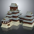 Traditional Multi story Architecture With Multiple Tile Roofs Wooden Structure And Stone Base