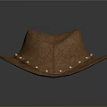 Classic Brown Leather Cowboy Hat With Decorative Metal Studs Around Brim