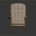 Modern Chair With Wooden Armrests Light Fabric And Square Tufted Backrest