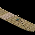 Traditional Bamboo Wooden Boat With Striped Deck And Simple Seating Structure Design