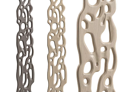 Modern Wooden Decorative Screens with Irregular Cut Out Patterns in Dark Grey Light Beige Cream 3d model