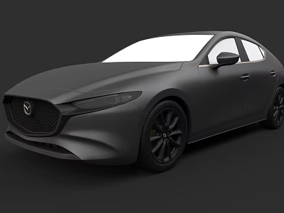 Black Mazda Sedan With Sleek Body Modern Design And Black Wheels 3d model