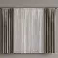 Modern Home Curtains With Gray Thick Panels And White Sheer Layers On Black Rod