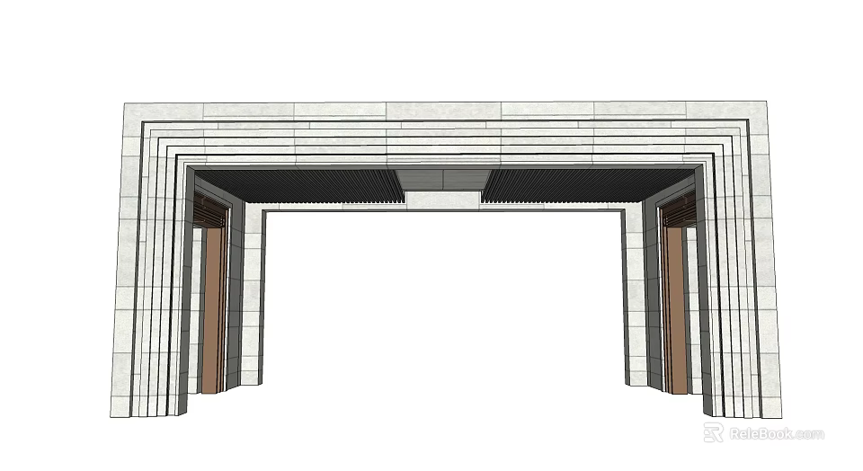 Modern Architectural Entrance Gate Design With Stone Frame And Structural Elements 3d model 