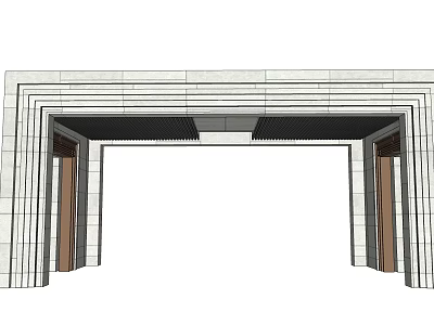 Modern Architectural Entrance Gate Design With Stone Frame And Structural Elements 3d model