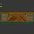 Modern Wooden TV Stand With Glass Doors And Metal Frame Design