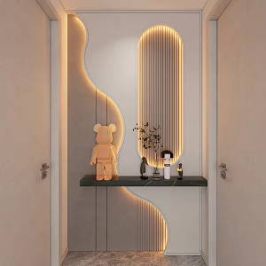 Modern Entrance Simple Cream Shape Light Strip End View Entrance 3d model