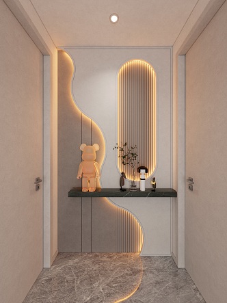 Modern Entrance Simple Cream Shape Light Strip End View Entrance 3d model