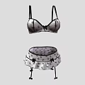 Delicate Women's Lingerie Set With Patterned Design Lace Trim And Bow Accents