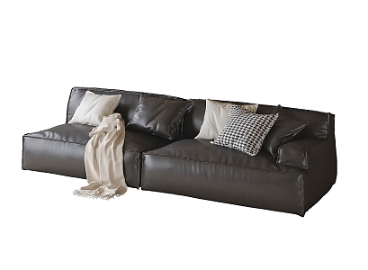 Modern leather two-seat sofa 3d model