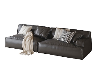 Modern leather two-seat sofa 3d model