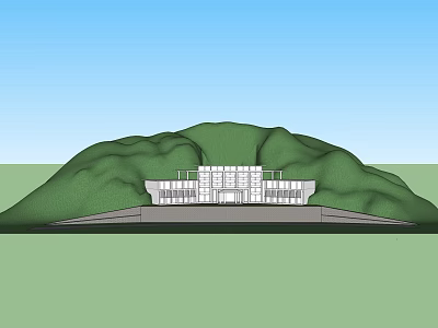 White Modern Detached Villa With Mountain View And Green Landscape Exterior 3d model
