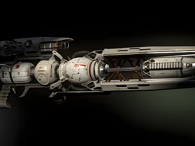 Futuristic Military Weapon Featuring Complex Metallic Structure And Advanced Mechanical Components 3d model