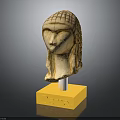 Stylish Furniture Display Stand With Yellow Base Holding Dame Sculpture Head Decor