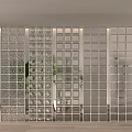 Modern Room Divider With Grid Pattern Panels For Interior Space Decoration 3d model