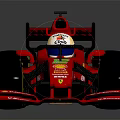 Red Ferrari Formula 1 Race Car with Shell Sponsorship Logo and Driver Helmet