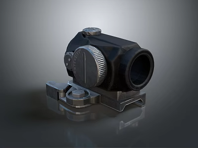 Tactical Optical Sight Equipment With Adjustable Control Knob And Durable Mount Base 3d model