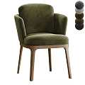 Modern Light Gray Upholstered Dining Chair With Wooden Legs And Armrests