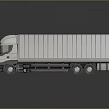 Silver Cargo Truck With Container Trailer Shiny Body And Multiple Wheels 3d model
