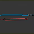 Crossed Blue And Red Swords With Glowing Blades And Black Striped Handles