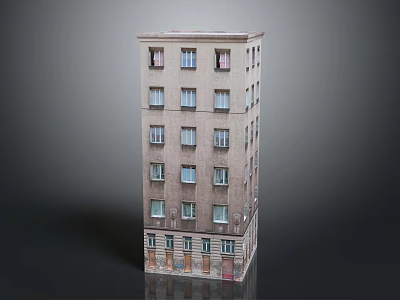 Old Style Multi Story Building With Multiple Windows And Ground Floor Facade 3d model