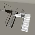 Modern Stairs Design With Glass Railing And Marble Steps For Interior Space 3d model