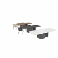 Stylish Table and Chair Combination Featuring Wooden Marble Tops Beige Grey Chairs Dark Legs
