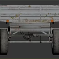 Weathered Rusty Metal Flatbed Trailer With Four Wheels And Vintage Look
