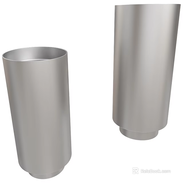 Dual Silver Cylindrical Sink Stand Design With Simple Modern Base Structure 3d model 