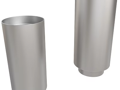 Dual Silver Cylindrical Sink Stand Design With Simple Modern Base Structure 3d model