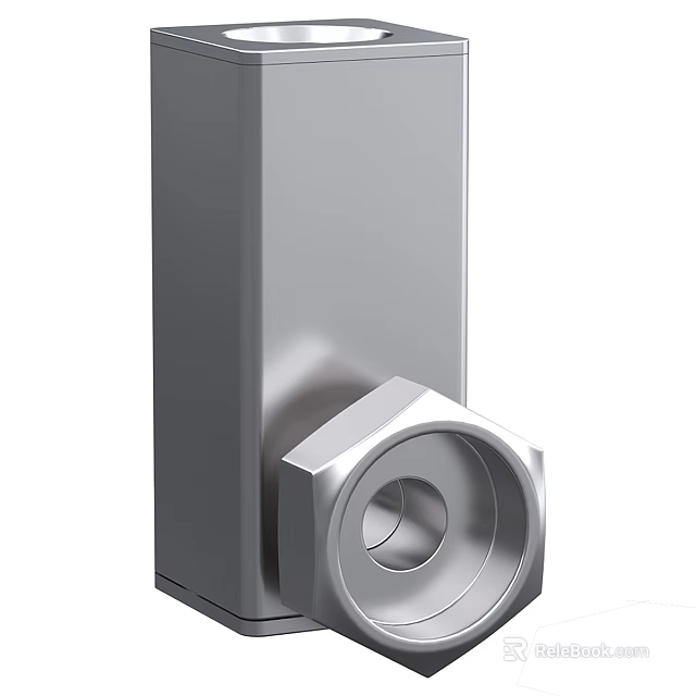 Stainless Steel Metal Pipe with Hexagonal Connector and Smooth Cylindrical Surface 3d model