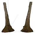 Natural Stone Wood Tree Trunks With Moss Covered Roots And Rustic Texture 3d model
