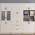 White Office Storage Cabinet With Glass Doors Open Shelves Drawers And Folders