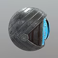 Game Movie Character Futuristic Spherical Device With Metallic Exterior And Glowing Blue Pink Rings