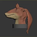 Game Movie Character 3D Model Pink Skin Yellow Eyes Open Mouth Reptilian Head Gray Base