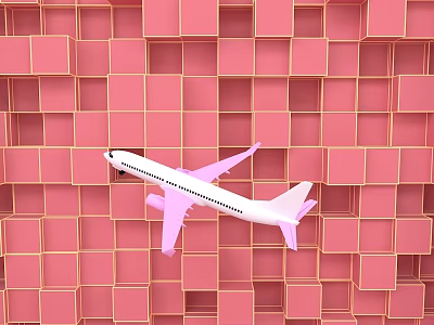 Swing Door Design With Pink Square Background And White Airplane 3d model Swing Door Design With Pink Square Background And White Airplane 3d model