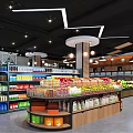Well Organized Supermarket Interior With Shelves Of Groceries Fresh Produce Drinks And Snacks