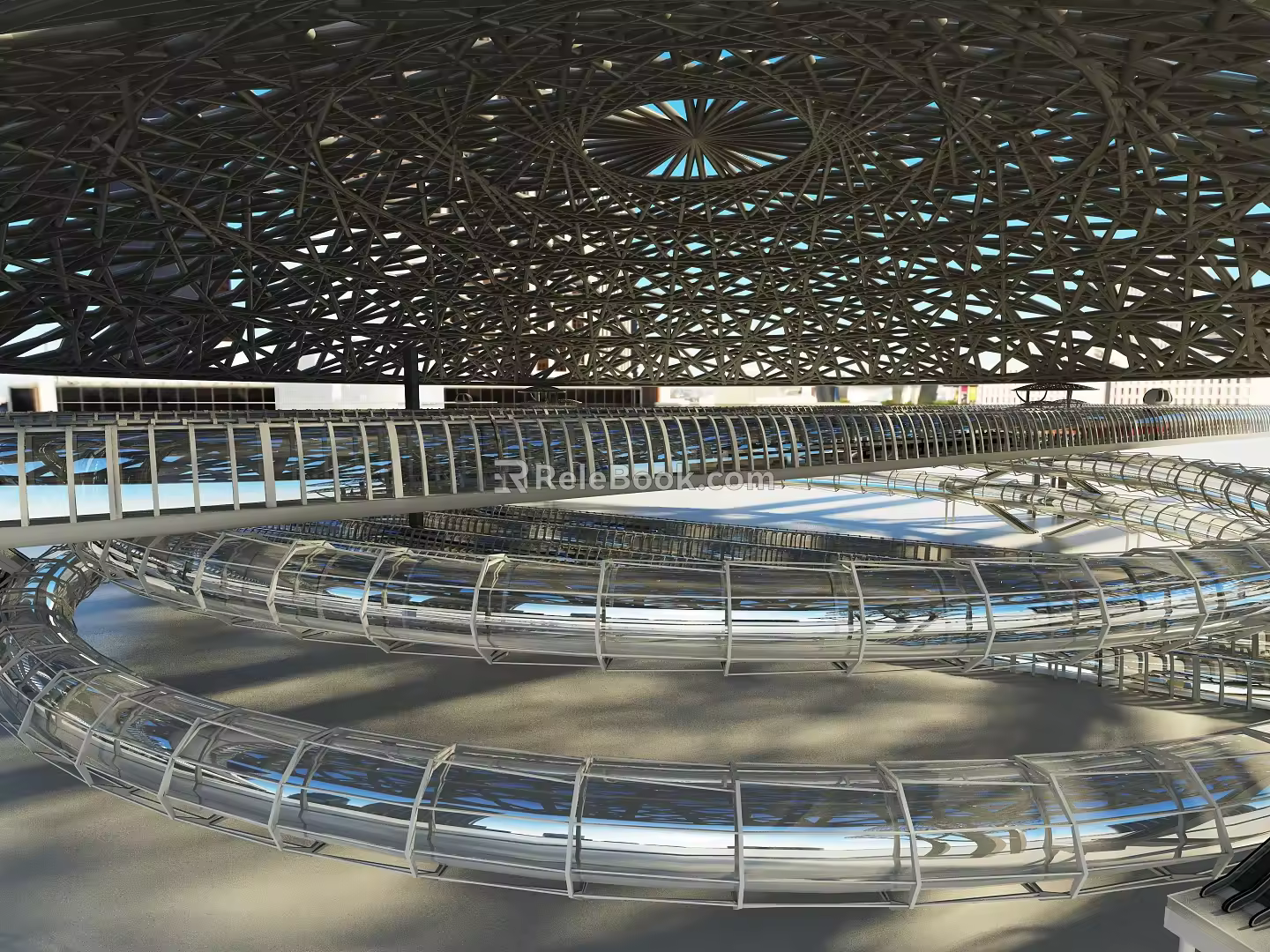 high-speed railway station railway station high-speed rail train rail transit subway station elevator escalator future construction railway track vacuum train 3d model