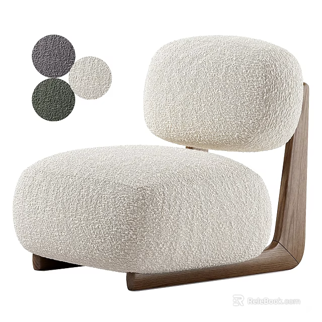 Modern Single Seater Sofa With Plush Fabric Wooden Legs And Three Color Options 3d model 