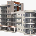 Modern Residential Building With White And Brown Brick Exterior Multiple Floors Balconies And Large Windows