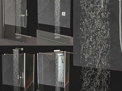 Modern Shower Head With Rainfall Water Flow And Glass Enclosure Design 3d model