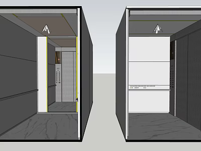 Modern Elevator Interior Structure With Metal Doors And Detailed Layout View 3d model