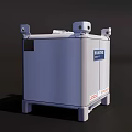 Industrial Equipment With White Cabinet Structure Support Legs Side Label And Top Interface Components